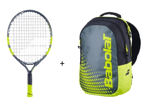 Kinder Tennisschläger Babolat - Carlitos 19 + Backpack Kids gelb