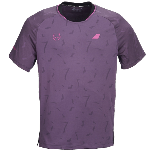 Herren T-Shirt Babolat Crew Neck Tee Replica J. Lebron 6MZ26012-4155 black plum