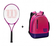 Kinder Tennisschläger Wilson Ultra Pink 25 + WIlson Youth Backpack pink Kinder Tennisschläger Wilson Ultra Pink 25 + WIlson Youth Backpack pink