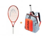 Kinder Tennisschläger Head Radical 25 2021 + Kids Rebel Backpack