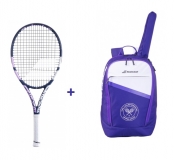 Tennisschläger Babolat Pure Drive Junior 26 2021 pink + Tennisrucksack Babolat Classic Wimbledon