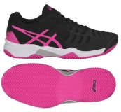 Kinder Tennisschuhe Asics Gel Resolution 7 Clay GS C800Y-9020 schwarz mit pink